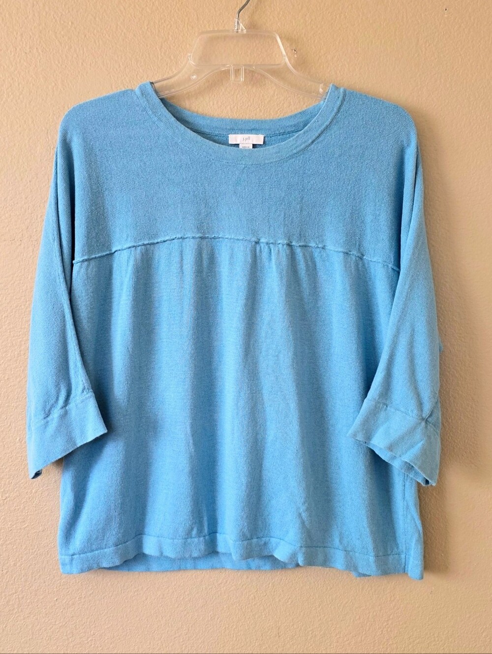 J. Jill Womens Blue Linen Blend Slouchy Boxy Top - Size Medium